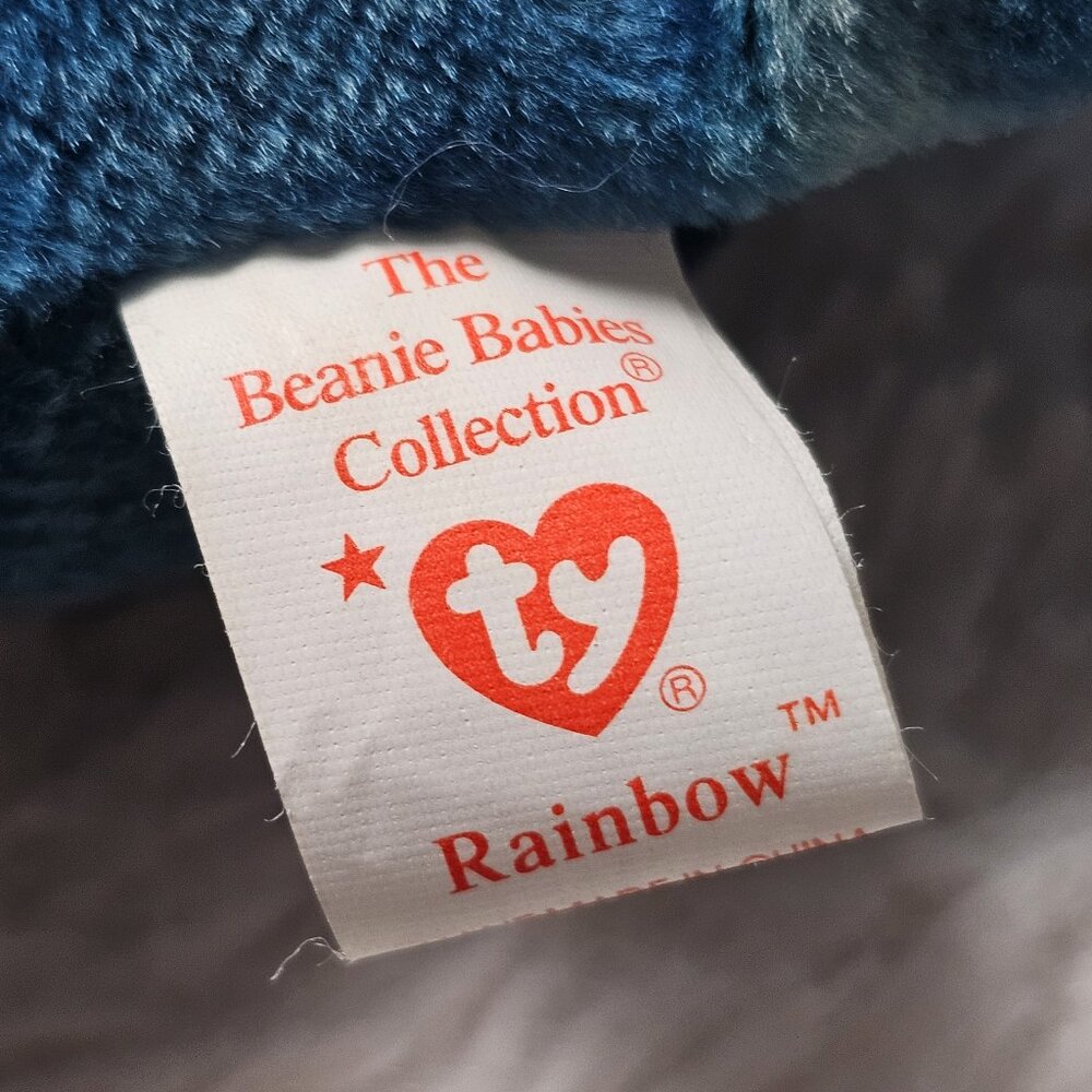 Vintage 1997 Ty Beanie Baby Rainbow the Chameleon Blue Stuffed Animal Plush Toy - Picture 5 of 6